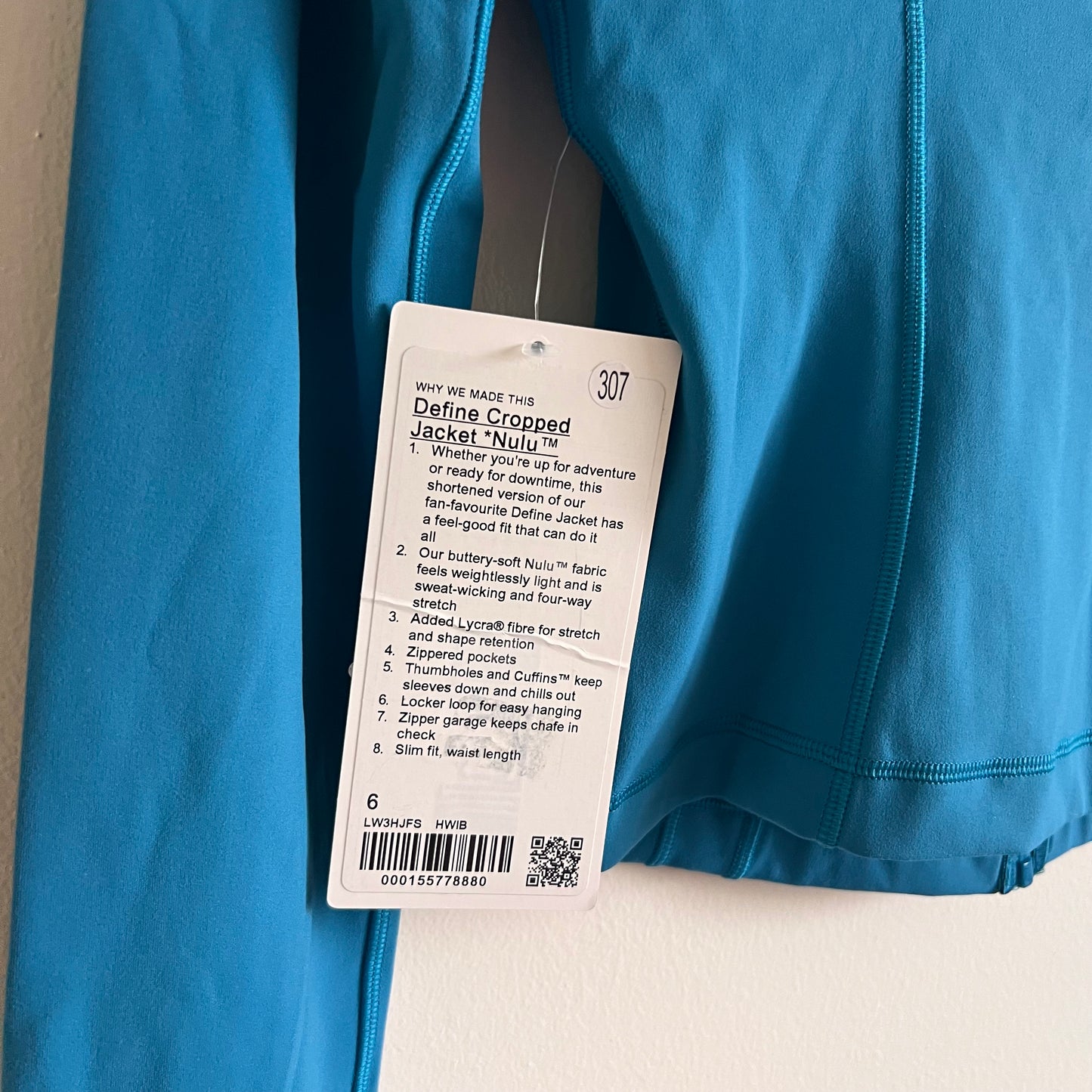 Lululemon Define Cropped Jacket *Nulu - Hawaiian Blue - Size 6