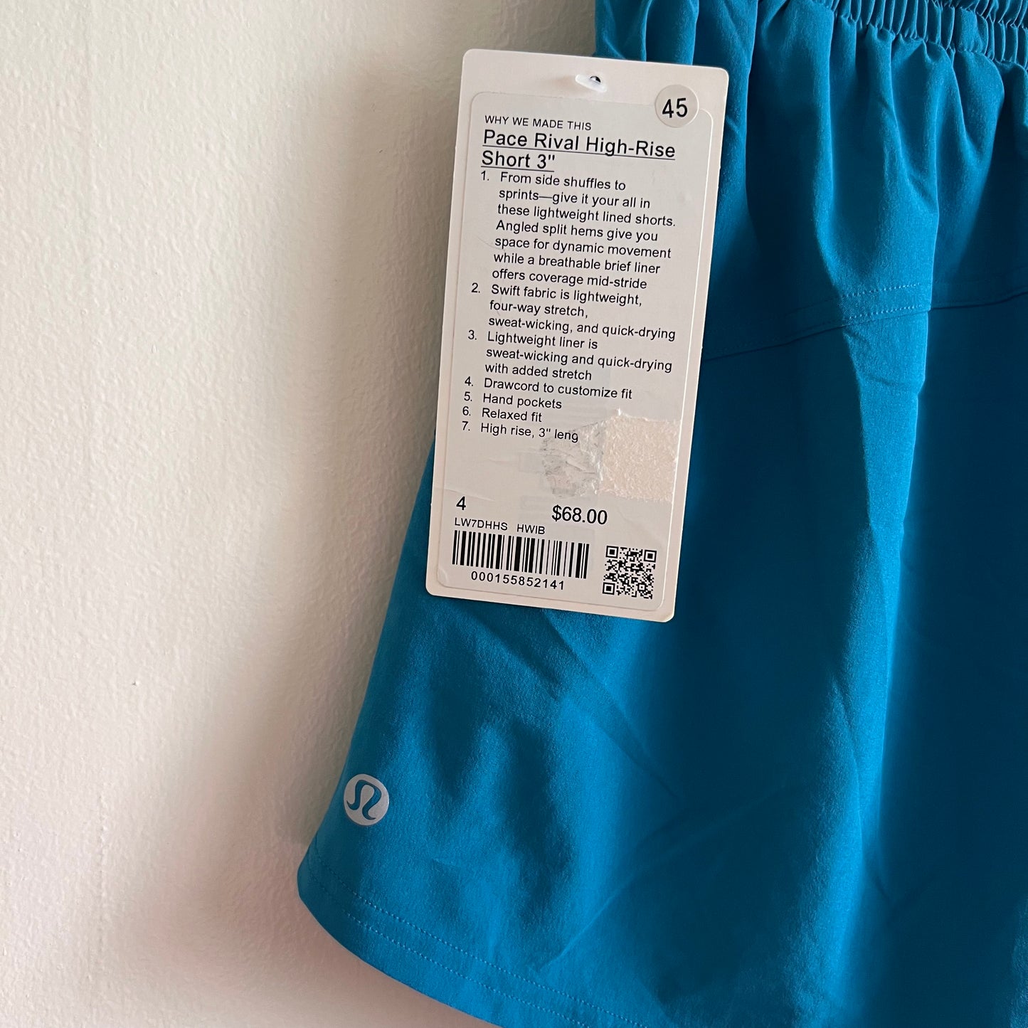 Lululemon Pace Rival High-Rise Short 3" - Hawaiian Blue - Size 4