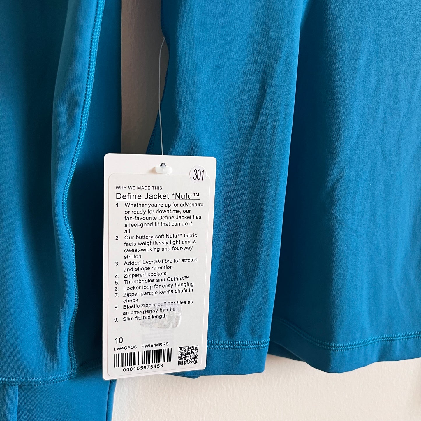 Lululemon Define Jacket *Nulu - Hawaiian Blue / Mirror Silver - Size 10