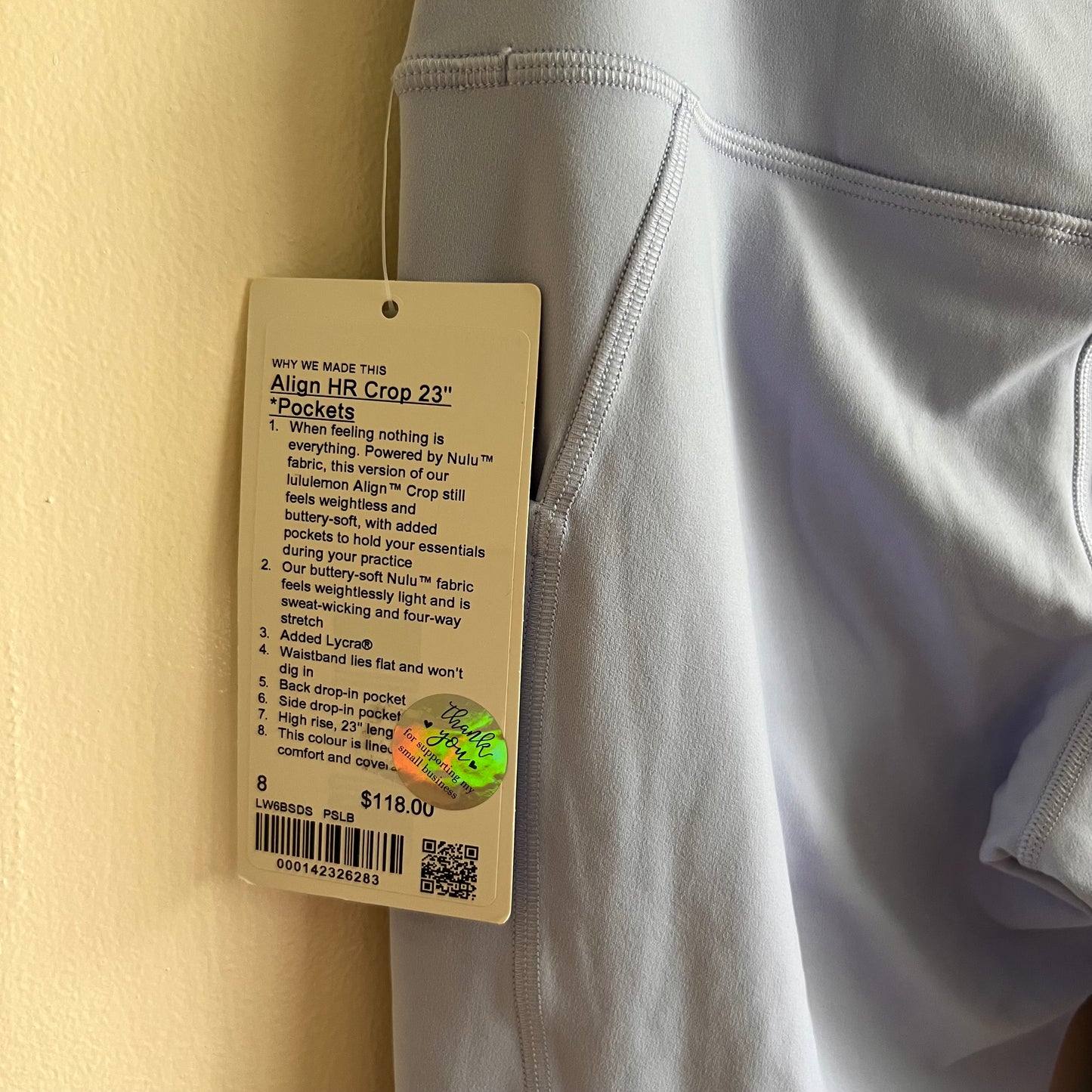 Lululemon Align High-Rise Crop Leggings with Pockets 23" - Pastel Blue - Size 8