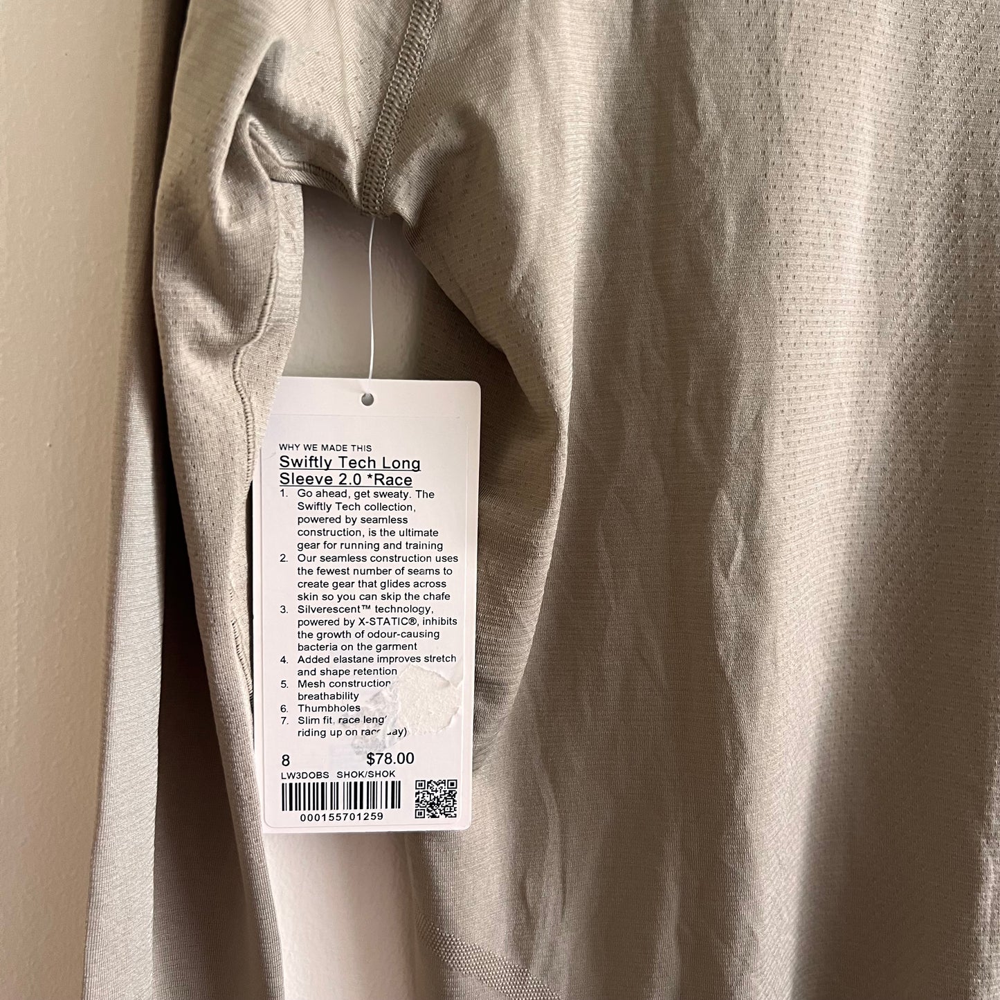 Lululemon Swiftly Tech Long Sleeve 2.0 *Race Sheer Oak - Size 8