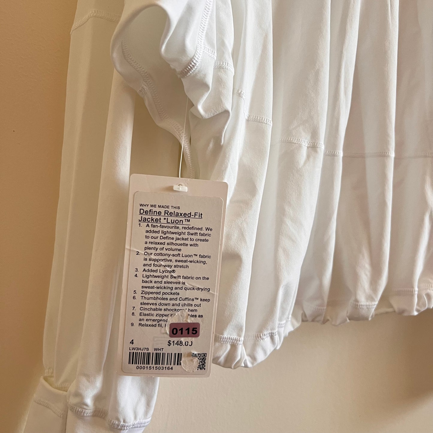 Lululemon Define Relaxed-Fit Jacket Luon - White - Size 4 (XXS)