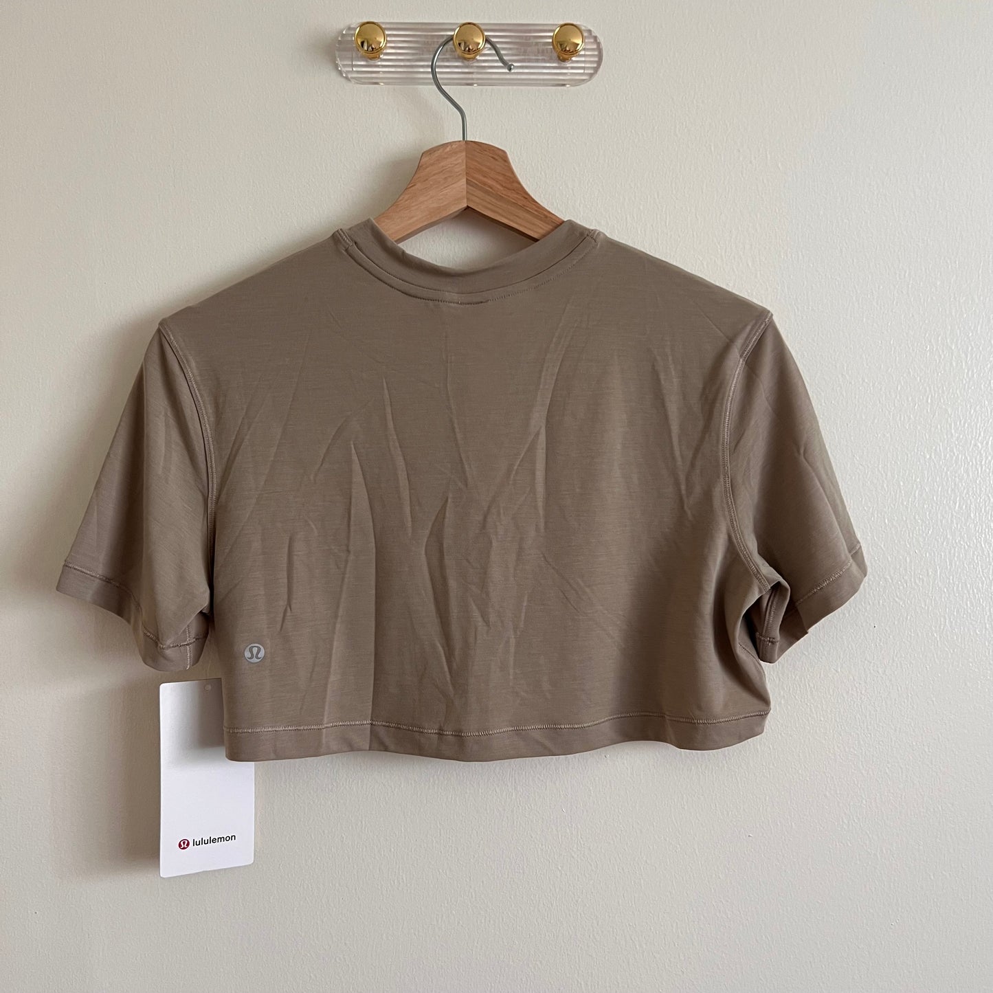 Lululemon Jersey Training Super-Crop Short Sleeve - Sheer Oak - Size 2