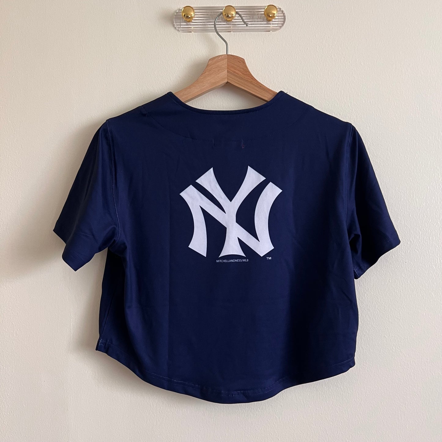 Mitchell & Ness MLB Women's SS NY Yankees Crop Top - Navy - Size Small