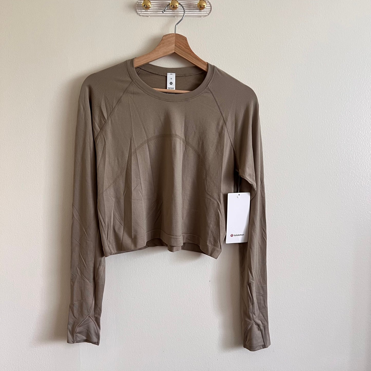 Lululemon Swiftly Tech Cropped Long Sleeve 2.0 - Sheer Oak - Size 12