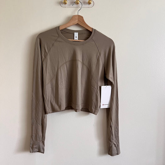 Lululemon Swiftly Tech Cropped Long Sleeve 2.0 - Sheer Oak - Size 12