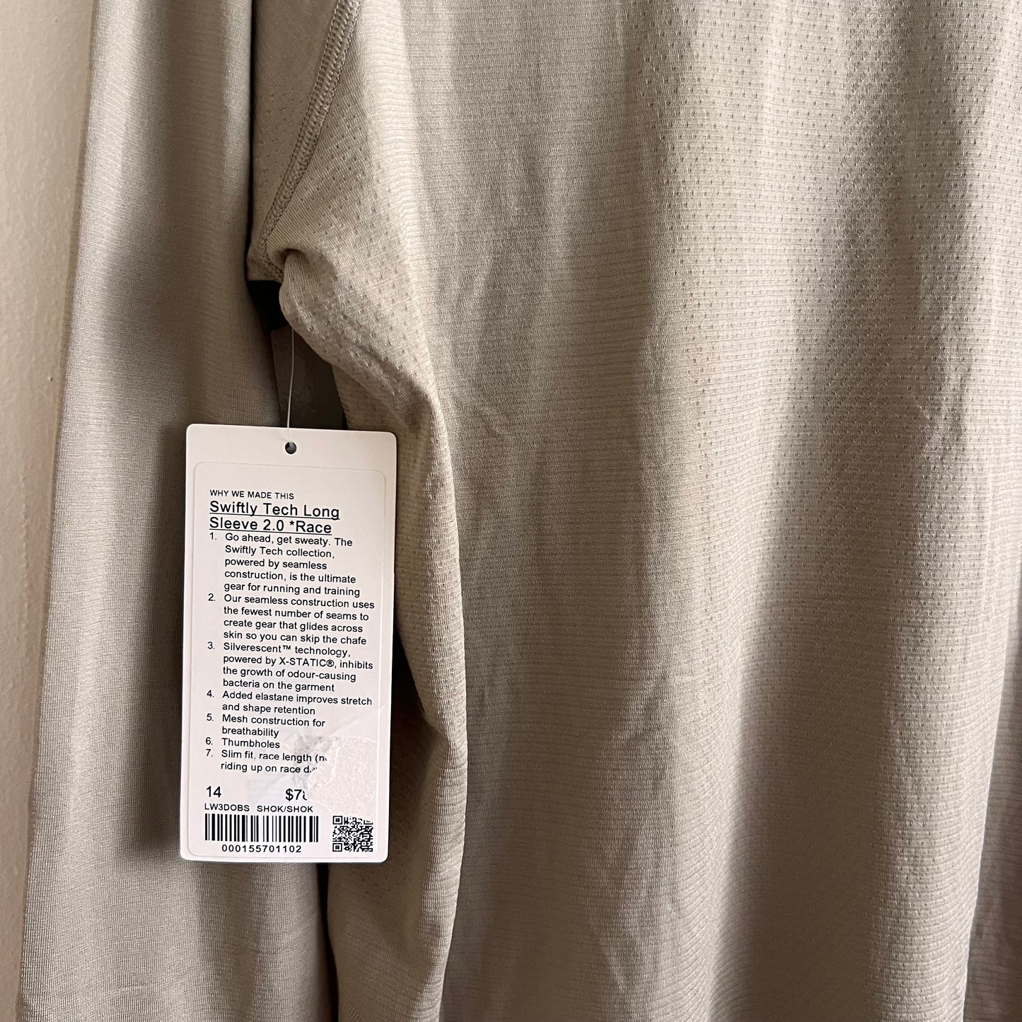 Lululemon Swiftly Tech Long Sleeve 2.0 *Race Sheer Oak - Size 14