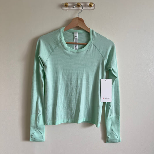 Lululemon Swiftly Tech Long-Sleeve Shirt 2.0 *Waist Length - Sea Mist / Sea Mist -Size 6