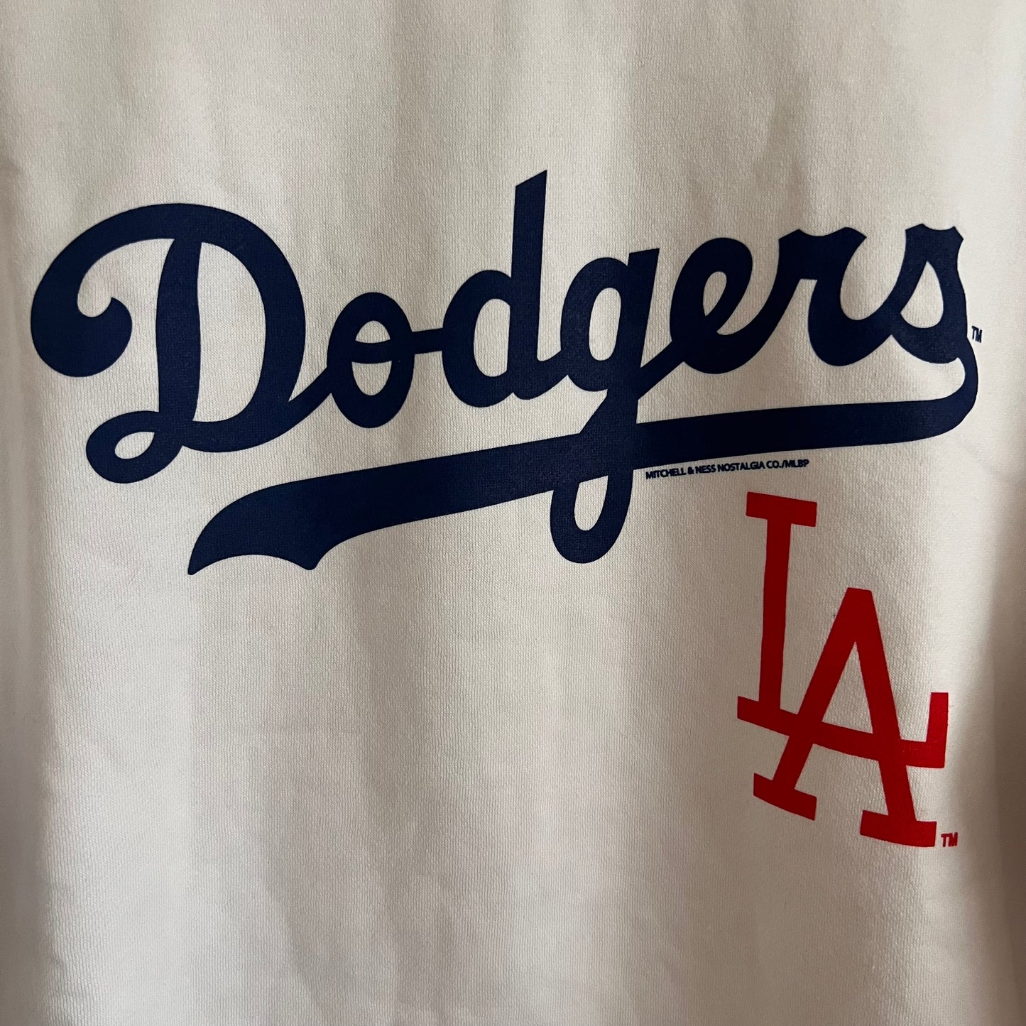 Men's Mitchell & Ness MLB Crew Neck Sweater LA Dodgers- White- Small