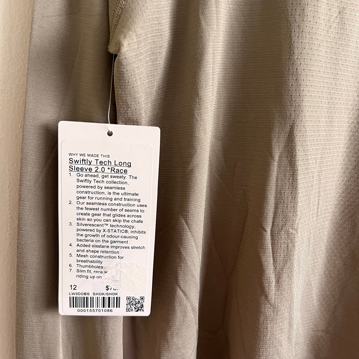 Lululemon Swiftly Tech Long Sleeve 2.0 *Race Sheer Oak - Size 12