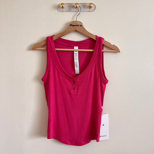 Lululemon Hold Tight Henley Tank - Raspberry Coulis - Size 4 (XS)