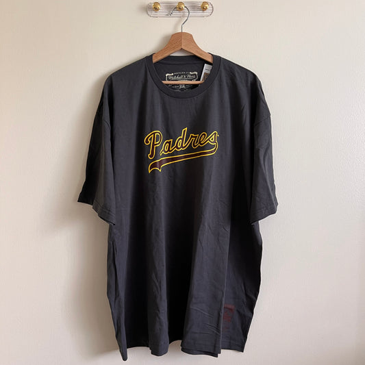 Mitchell & Ness Men's San Diego Padres Wordmark T-Shirt - Grey Heather - Size XXXL