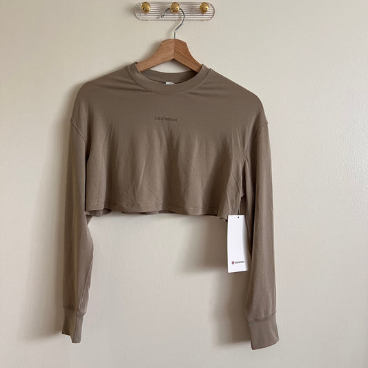 Lululemon Jersey Training Super-Crop Long Sleeve - Sheer Oak - Size 4