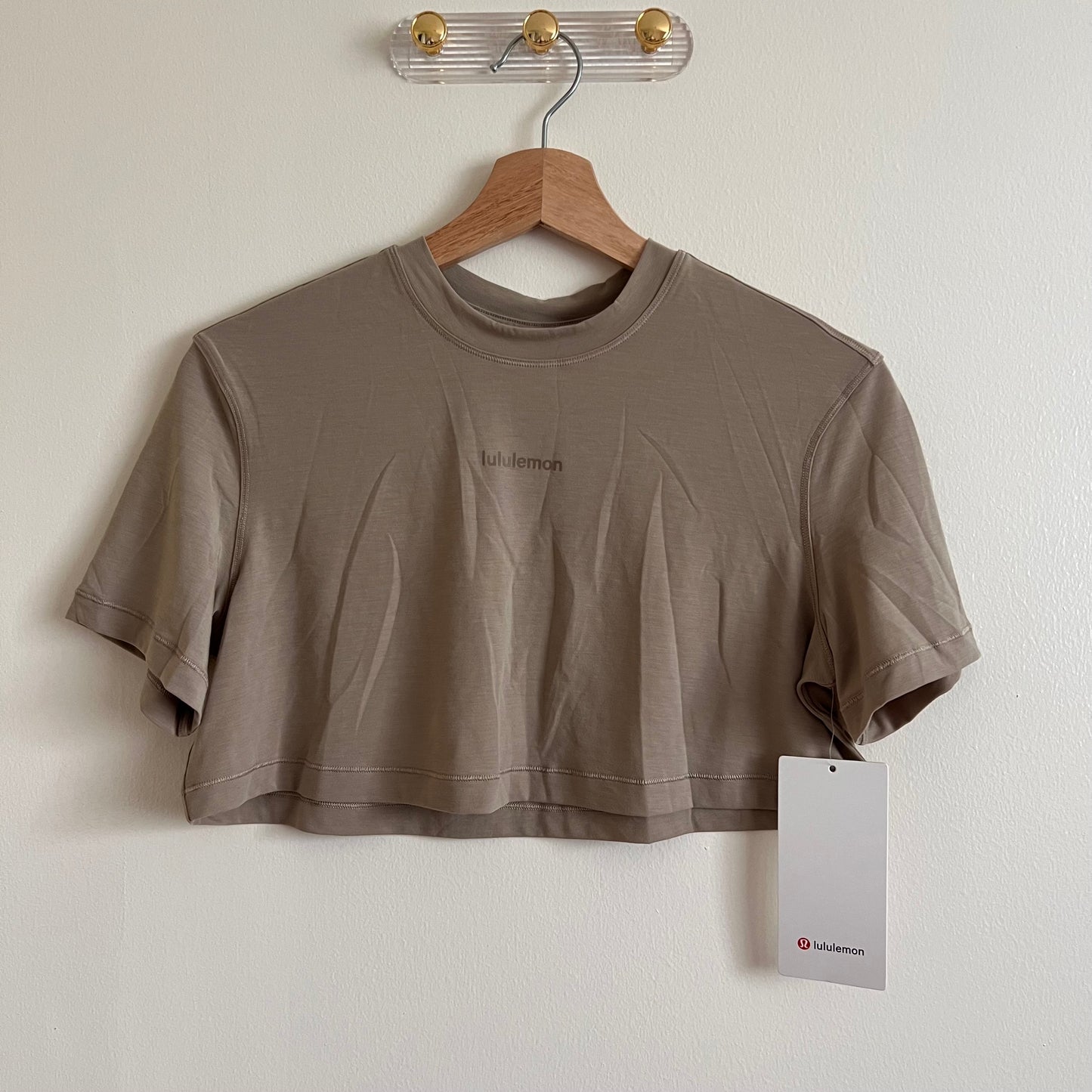 Lululemon Jersey Training Super-Crop Short Sleeve - Sheer Oak - Size 2