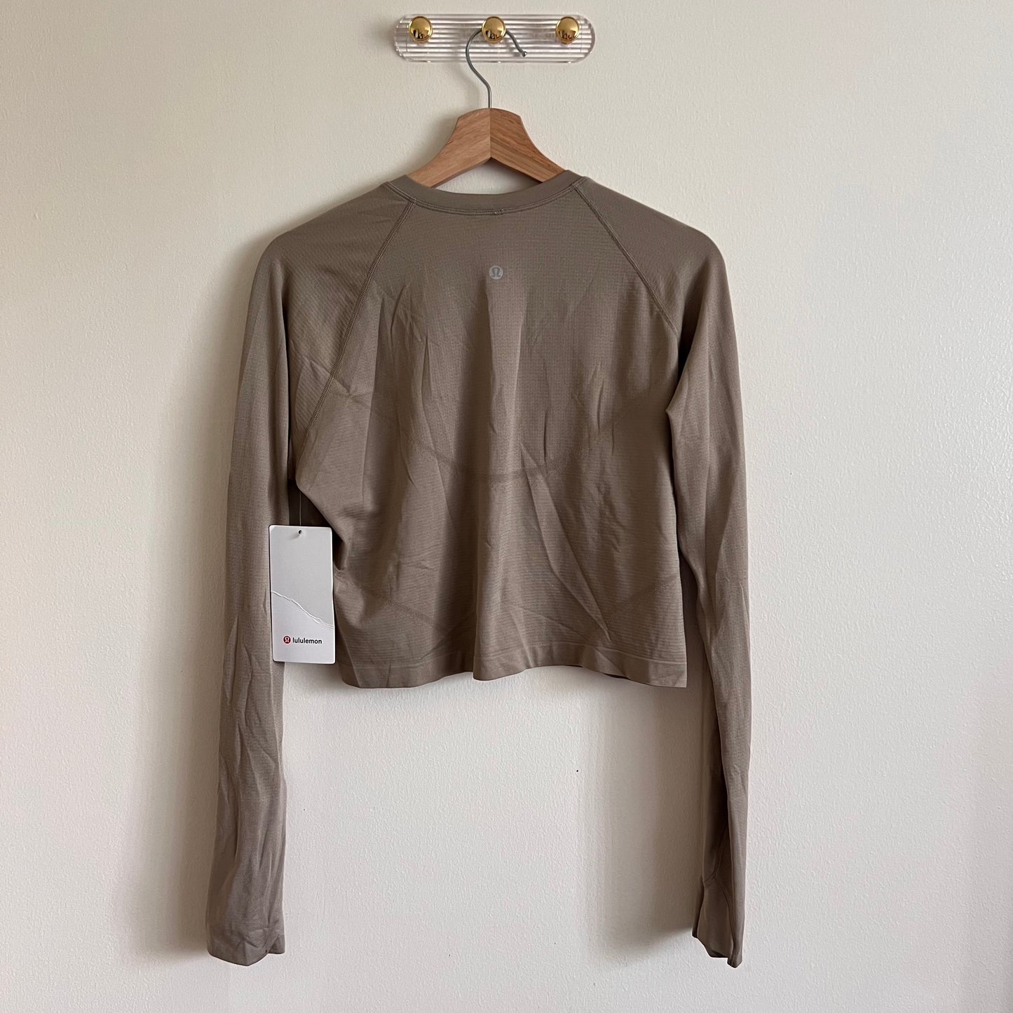 Lululemon Swiftly Tech Cropped Long Sleeve 2.0 - Sheer Oak - Size 14