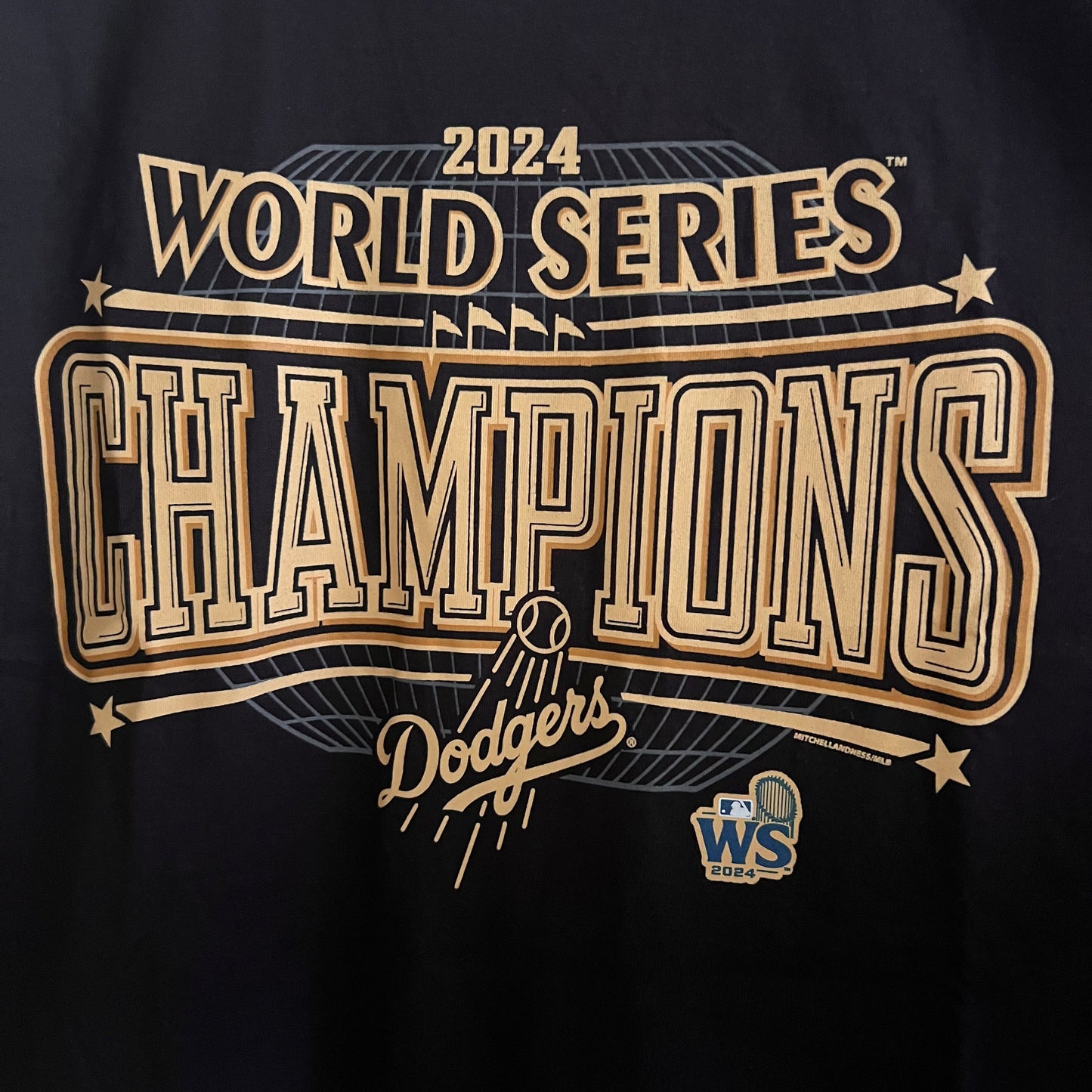Men's LA Dodgers Mitchell & Ness 2024 World Series Champions T-Shirt - Black - XL