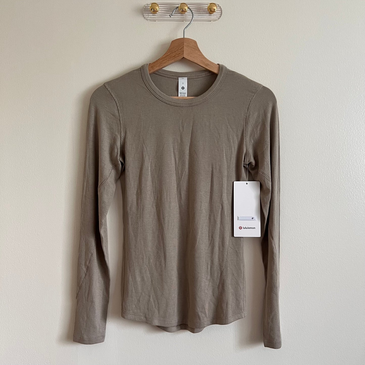 Lululemon Hold Tight Long Sleeve - Sheer Oak - Size 6