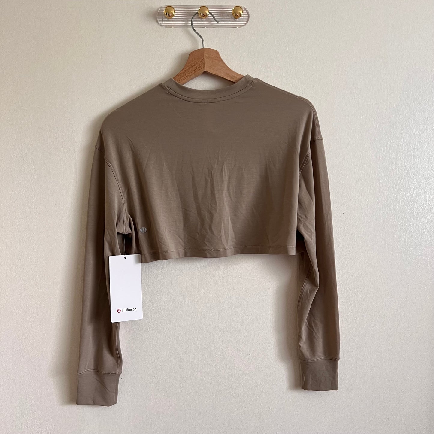 Lululemon Jersey Training Super-Crop Long Sleeve - Sheer Oak - Size 4